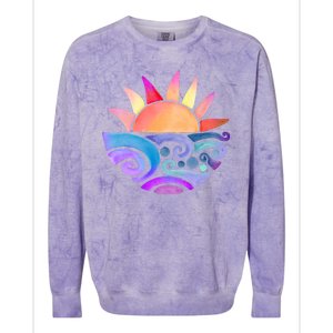 Summer Water Color Sunset Beach Colorblast Crewneck Sweatshirt