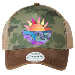 Summer Water Color Sunset Beach Legacy Tie Dye Trucker Hat