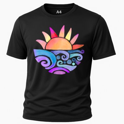 Summer Water Color Sunset Beach Performance Shirt