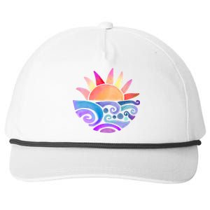 Summer Water Color Sunset Beach Snapback Five-Panel Rope Hat