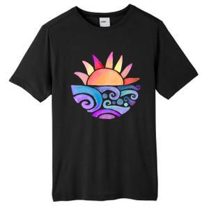 Summer Water Color Sunset Beach Tall Fusion ChromaSoft Performance T-Shirt