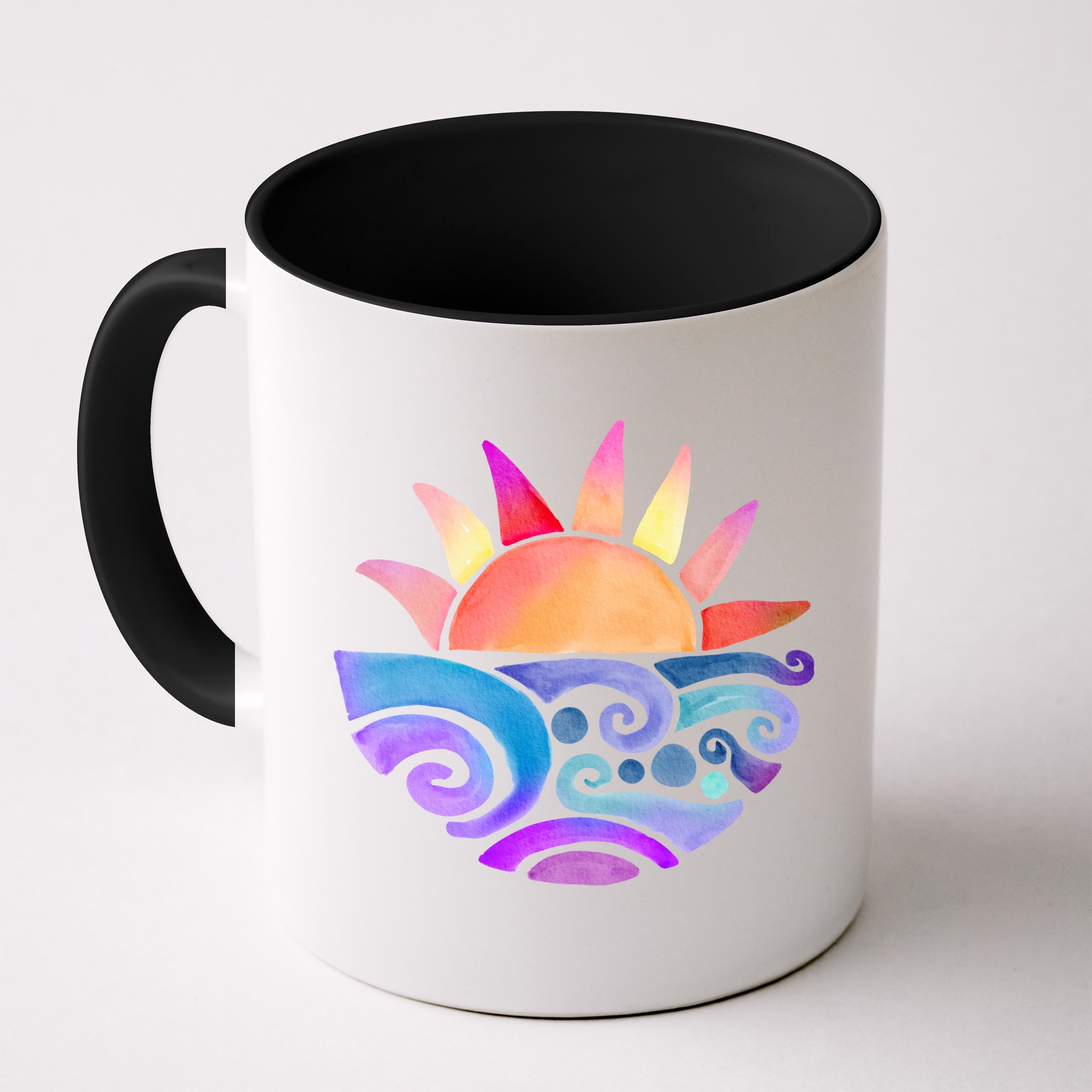 Summer Water Color Sunset Beach Mug