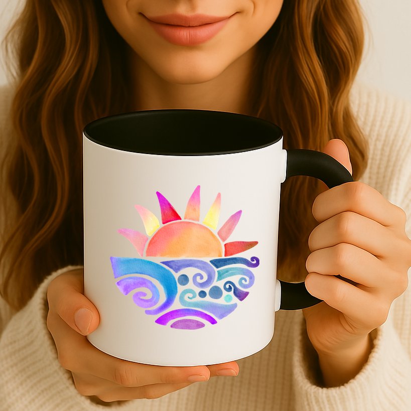 Summer Water Color Sunset Beach Mug