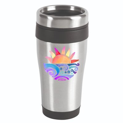 Summer Water Color Sunset Beach 16oz Travel Tumbler