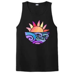 Summer Water Color Sunset Beach PosiCharge Competitor Tank