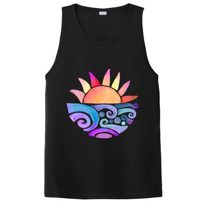 Summer Water Color Sunset Beach PosiCharge Competitor Tank