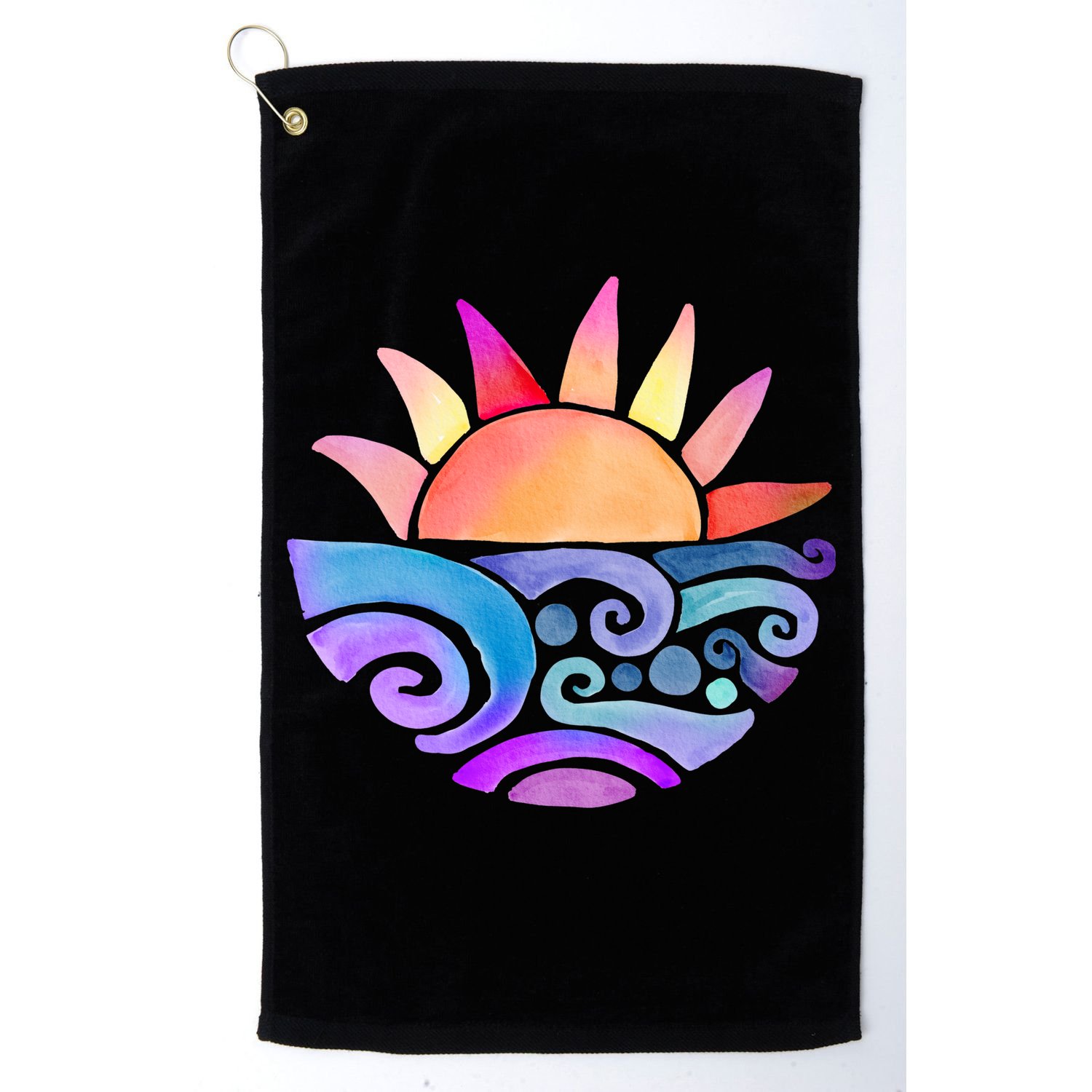 Summer Water Color Sunset Beach Golf Towel