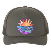 Summer Water Color Sunset Beach Yupoong Adult 5-Panel Trucker Hat