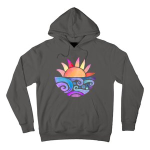 Summer Water Color Sunset Beach Hoodie