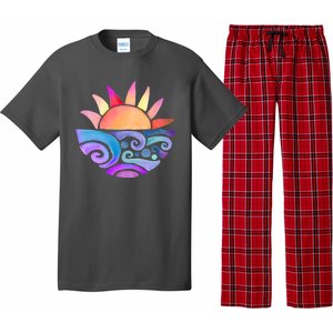 Summer Water Color Sunset Beach Pajama Set