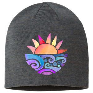 Summer Water Color Sunset Beach Sustainable Beanie