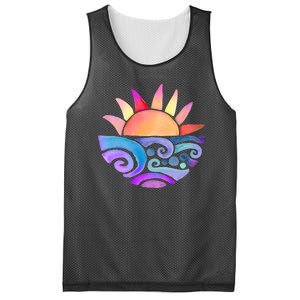 Summer Water Color Sunset Beach Mesh Reversible Basketball Jersey Tank