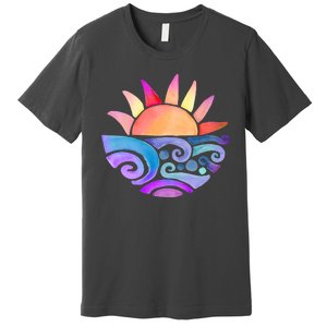 Summer Water Color Sunset Beach Premium T-Shirt