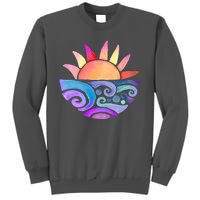 Summer Water Color Sunset Beach Tall Sweatshirt