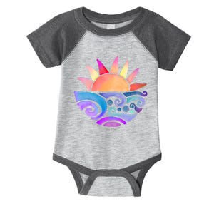 Summer Water Color Sunset Beach Infant Baby Jersey Bodysuit