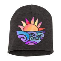 Summer Water Color Sunset Beach Short Acrylic Beanie