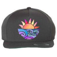 Summer Water Color Sunset Beach Wool Snapback Cap