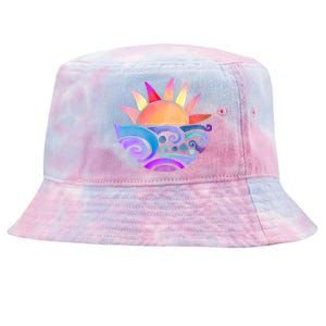 Summer Water Color Sunset Beach Tie-Dyed Bucket Hat