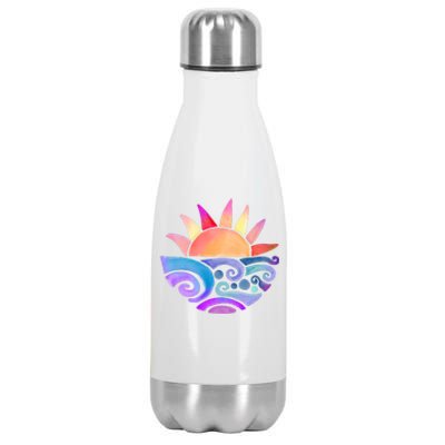 Summer Water Color Sunset Beach Stainless Steel Insulated Water Bottle