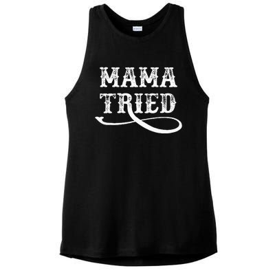 Southern Western Country Outlaw Music Mama Tried Ladies PosiCharge Tri-Blend Wicking Tank