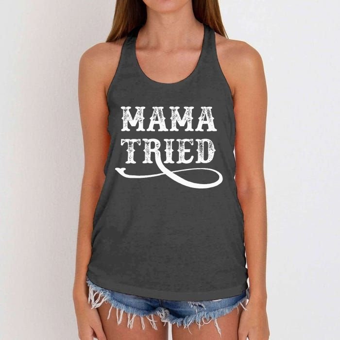 Southern Western Country Outlaw Music Mama Tried Women's Knotted Racerback Tank