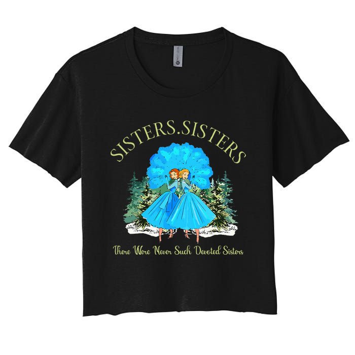 Sisters White Christmas Movie 1954 Snow Xmas Holiday Pajamas Women's Crop Top Tee