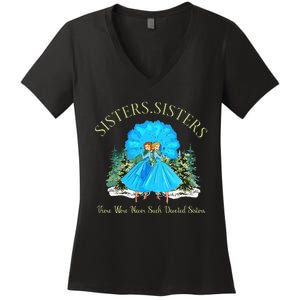 Sisters White Christmas Movie 1954 Snow Xmas Holiday Pajamas Women's V-Neck T-Shirt