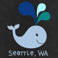 Seattle Washington Cute Whale Lover Cartoon 7 Panel Mesh Trucker Snapback Hat