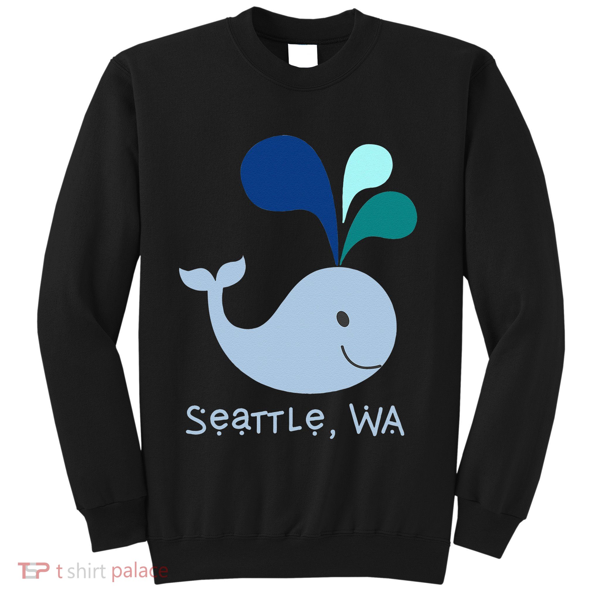 Seattle Washington Cute Whale Lover Cartoon Sweatshirt