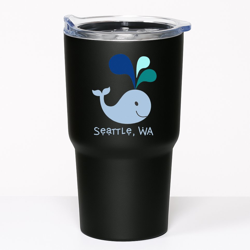 Seattle Washington Cute Whale Lover Cartoon Tumbler