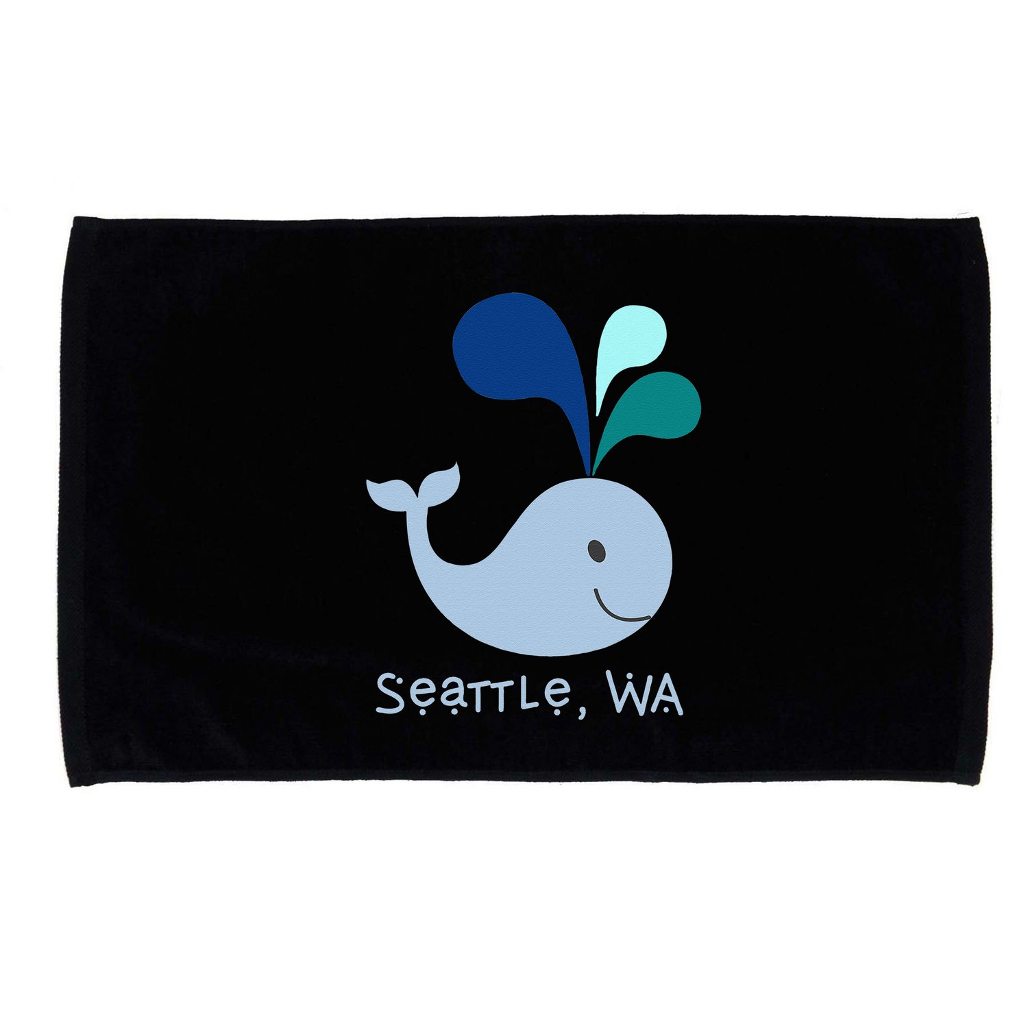Seattle Washington Cute Whale Lover Cartoon Microfiber Hand Towel