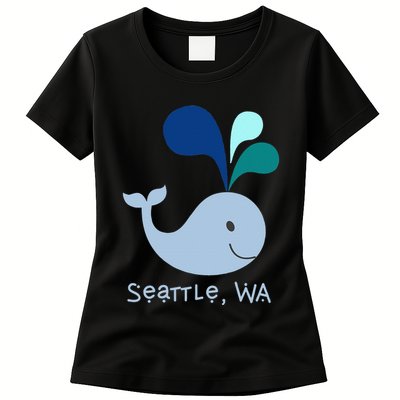 Seattle Washington Cute Whale Lover Cartoon Womens T-Shirt