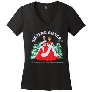 Sisters White Christmas Movie 1954 Xmas Snow Holiday Pajamas Women's V-Neck T-Shirt