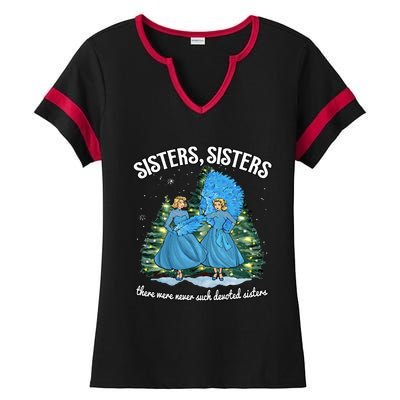 Sisters White Christmas Movie 1954 Xmas Snow Holiday Pajamas Ladies Halftime Notch Neck Tee