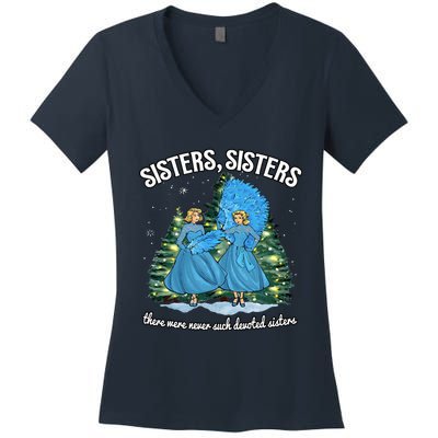 Sisters White Christmas Movie 1954 Xmas Snow Holiday Pajamas Women's V-Neck T-Shirt