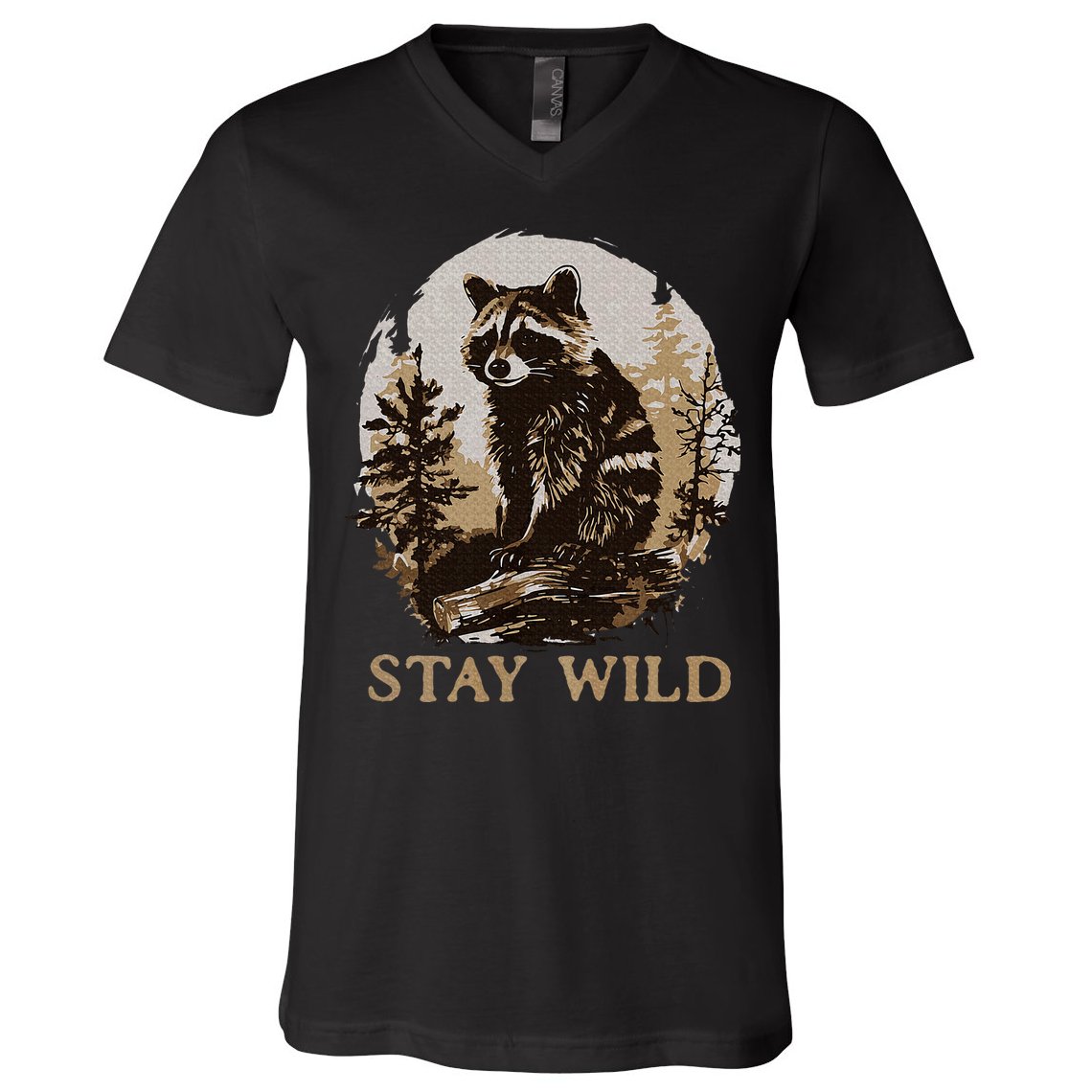 Stay Wild Cottagecore Aesthetic Raccoon Lover Vintage Racoon V-Neck T-Shirt