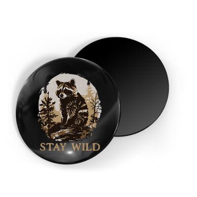 Stay Wild Cottagecore Aesthetic Raccoon Lover Vintage Racoon Magnet
