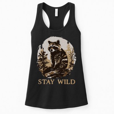 Stay Wild Cottagecore Aesthetic Raccoon Lover Vintage Racoon Womens Tank Top