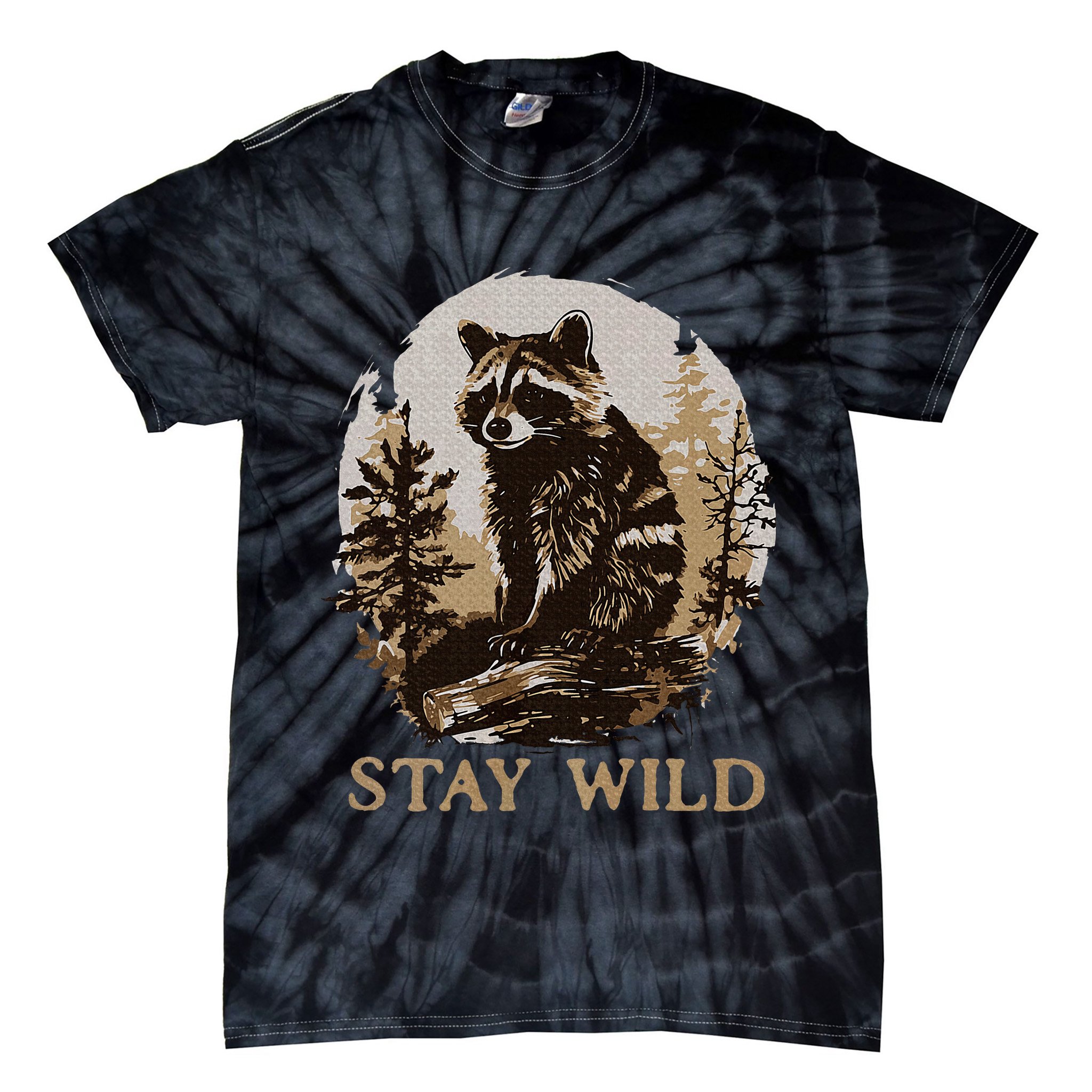 Stay Wild Cottagecore Aesthetic Raccoon Lover Vintage Racoon Tie-Dye T-Shirt