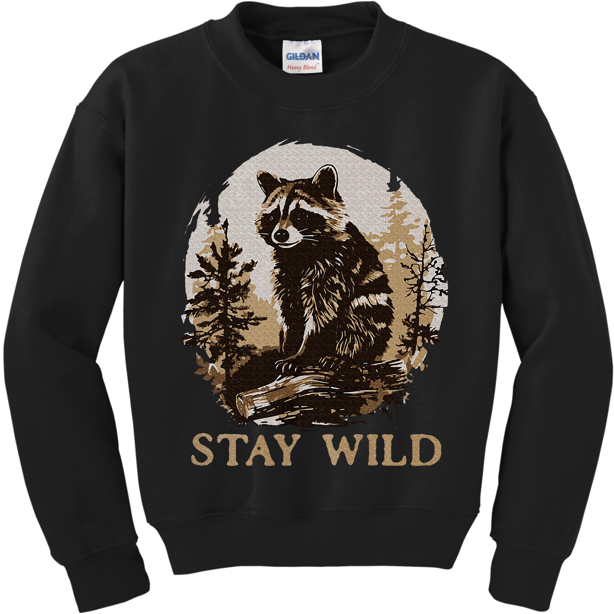 Stay Wild Cottagecore Aesthetic Raccoon Lover Vintage Racoon Kids Sweatshirt