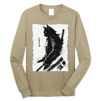 Samurai Warrior Cat Graphicvintage Japanese Art Anime Long Sleeve Shirt