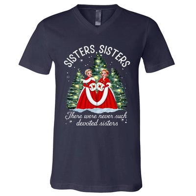 Sisters White Christmas Movie 1954 Xmas Snow Holiday Pajamas V-Neck T-Shirt