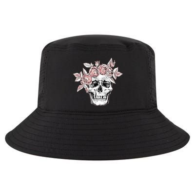 Skull With Crown Of Pink Roses Cool Comfort Performance Bucket Hat