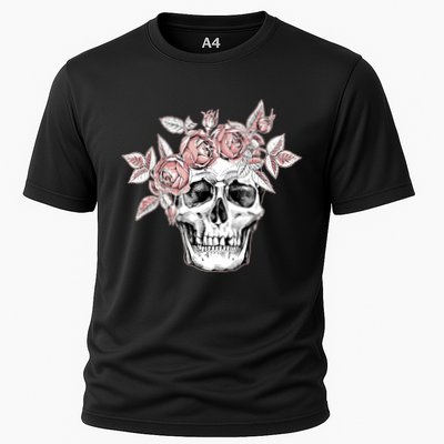 Skull With Crown Of Pink Roses Performance Shirt