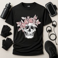 Skull With Crown Of Pink Roses Cooling Performance Crew T-Shirt