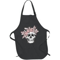 Skull With Crown Of Pink Roses Apron
