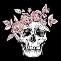 Skull With Crown Of Pink Roses Mug