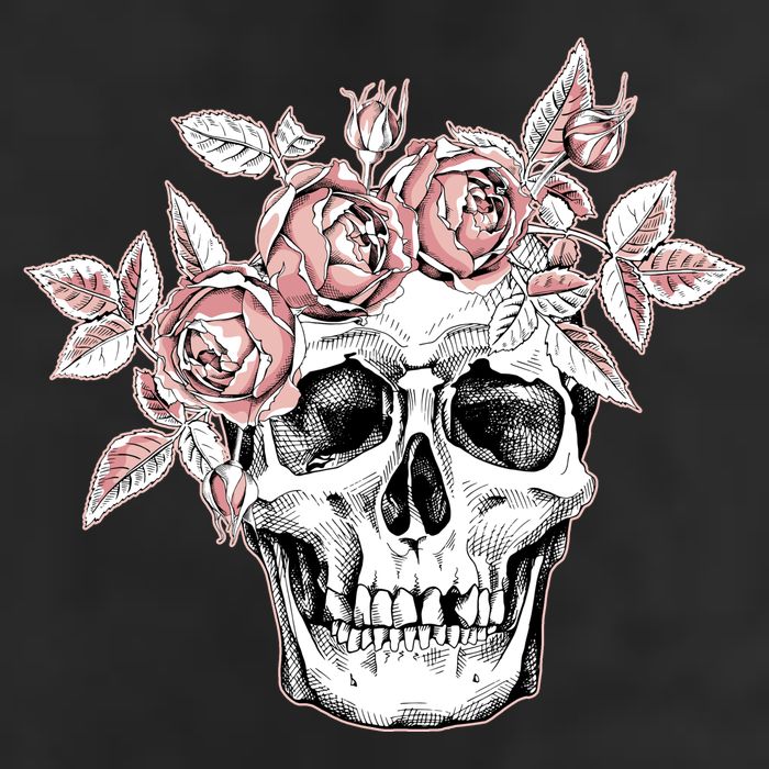 Skull With Crown Of Pink Roses Golf Towel