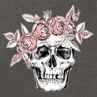 Skull With Crown Of Pink Roses Cotton Canvas Backpack