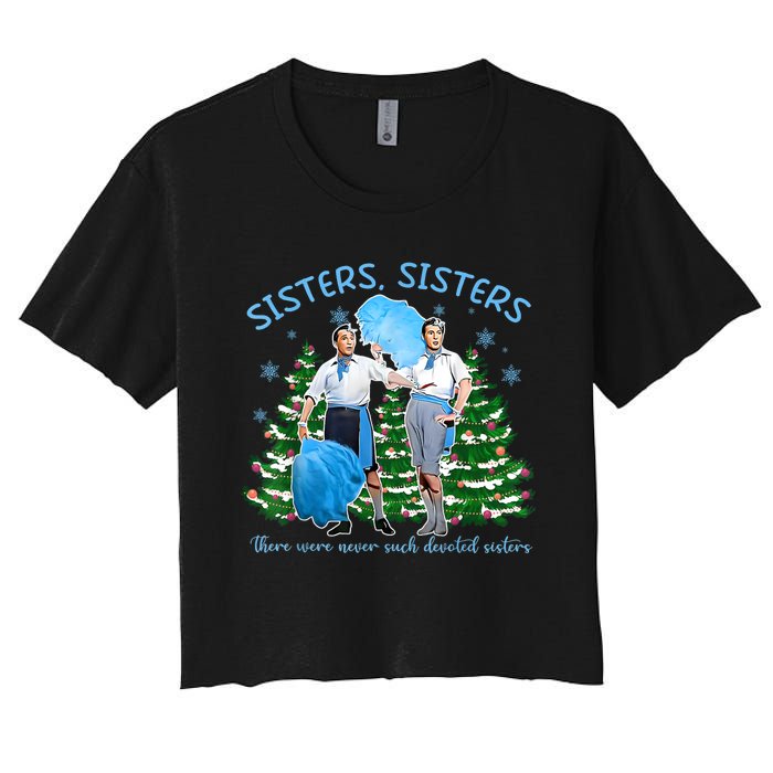 Sisters White Christmas Movie 1954 Xmas Snow Holiday Pajamas Women's Crop Top Tee